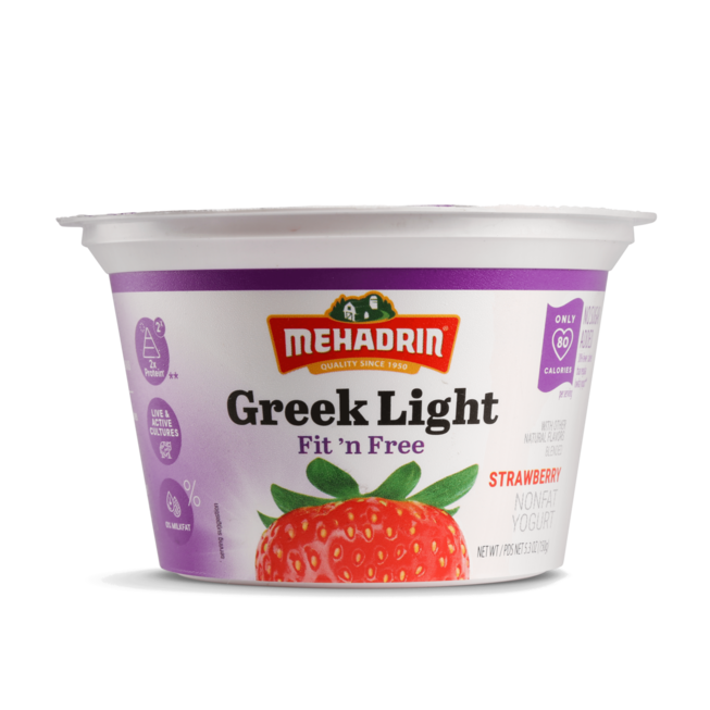 Strawberry Greek Light Yogurt, 5.3 Oz. - Mehadrin Dairy