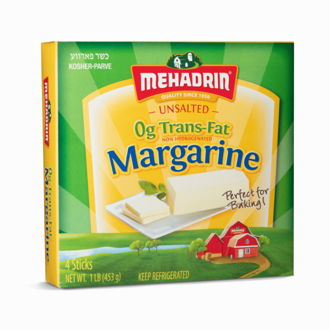 Margarine 0g. TransFat Sticks, 4 Pack / 1 Lb. - Mehadrin Dairy